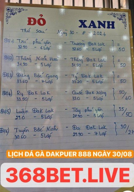 Lịch đá gà dakpuer 30/08 Trường Gà Dakpuer