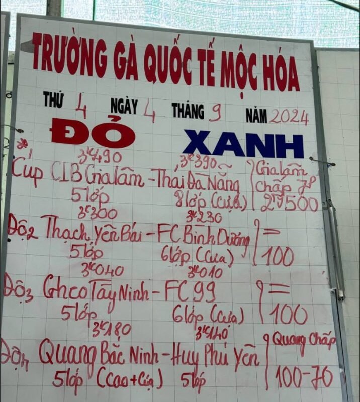 lịch đá gà mộc hóa ngày 04/09